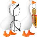 Vercraft 2 Pack Magnetic Desk Goose Key Holder Cute Resin Goose Statue Kawaii Room Office Table Desktop Decor Aesthetic Funny Key Hanging Holder for Home and New Apartment, Unique Housewarming Gifts