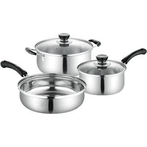 5-Piece Stainless Steel Cookware Set  Includes 2 Pots with Glass Lids & 1 Frying Pan  Induction Compatible, BPA-Free, Oven Safe  Durable & Easy to Clean.