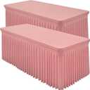 2 Packs Dusty Rose Spandex Table Cloths 8 Foot, Fitted Stretch Table Cover with Skirts 30x96 Inch, Wrinkle-Free Floor Length Tablecloths Rectangular for Weddings Parties Banquets Events Decorations