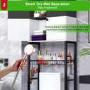 Over-The-Toilet Storage Rack, 4-Tier Bathroom Organizer Shelf Over Toilet with Barn Doors Cabinet and Basket, Freestanding Space Saver Bathroom Shelves with Paper Holder Above Toilet (Black & White), Large
