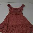Valphsio Womens Smocked Dress Ruffle Floral Tie Front Boho Short Dresses Red S
