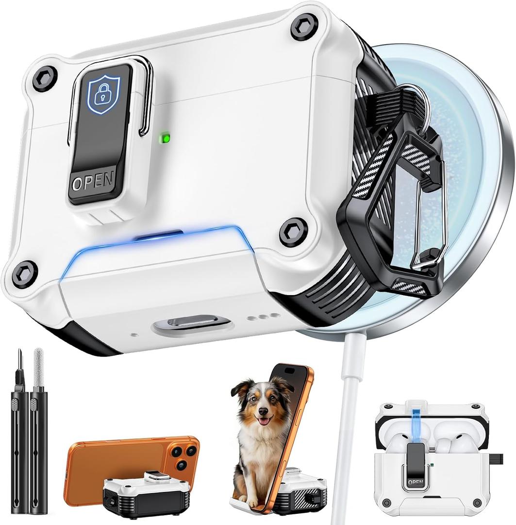 Inesore Compatible with AirPods Pro 3 Generation Case,Secure Lock & Phone Stand Design,Compatible with MagSafe,Automatic Snap Switch Secure Cover for New AirPods Pro 3rd (2025)-White