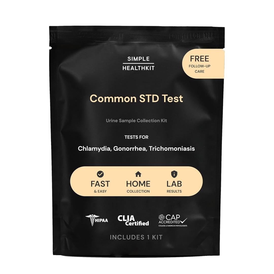 Simple HealthKit At-Home Common STD Test Kit for Chlamydia, Gonorrhea & Trichomoniasis - Tests for the Most Common STDs - Free Follow-Up/Telehealth & High Quality Lab Results