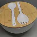 LOVYANXUE Salad Bowl with Lid, 12" Extra Large Bamboo Fiber Salad Bowl with Servers Set for Kitchen, Nature Bamboo Mixing and Serving Bowl with Lid, Spoon and Fork for Fruits,Salads and Vegetables