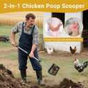Chicken Poop Scooper for Sand, Coop Scoop 3 in 1 Rake Function with Fine Sieve Hole, Adjustable Stainless Handle 37" to 67", Scooper Chicken Poop Scooper for Sand