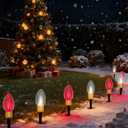 2 Pack Jumbo Red and White C9 Christmas Pathway Lights, 14ft Outdoor Decorative Lights with Energy-Efficient LED Bulbs, Waterproof for Yard, Garden, Porch, and Walkway - UL Listed (7FT)