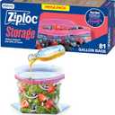 Ziploc Gallon Food Storage Bags, Stand-Up Bottom, Easy to Fill, 81 Count