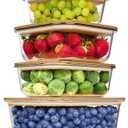 4 Pack Glass Food Storage Containers with Bamboo Lids, Meal Prep Glass Tupperware with Wooden Lid  Dishwasher & Microwave Safe, Plastic Free, BPA Free