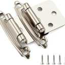 Ravinte 4 Pack (2 Pairs) 1/2" Overlay Cabinet Hinges, Self-Closing Semi-Concealed Face Mount, Satin Nickel Decorative Hardware with Door Bumpers for Kitchen & Cupboard Doors, Silver