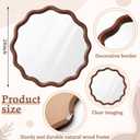 Vercraft 24" Scalloped Wood Wall Mirror, Boho Wall Decor, Walnut