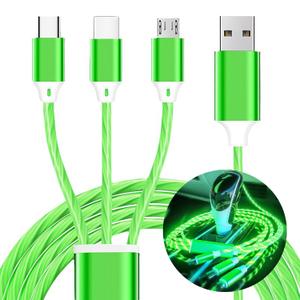 3 in 1 Light up Charging Cable,Multi LED Charging Cable,Light Up Charger Cord,3A USB Cable,Compatible with Most Smart Phones (green (1.2m/3.9ft))