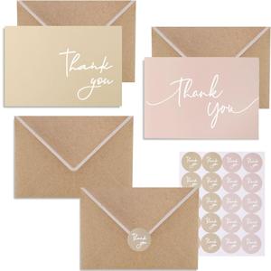 Winoo Design 100 PK Bulk Thank You Cards with Envelopes - 5 x 3.5 Inches Wedding Cards Baby Shower Bridal Shower Personalized Thank You Notes for Small Business Graduation Funeral Birthday (2 colors)