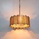 Drum Chandelier 4-Light, Brass Gold Tiffany Pendant Lighting Fixture with Stained Gradient Green Glass Shade, 16 Round Ceiling Hanging Lamp Kitchen Island Bedroom Dining Living Room