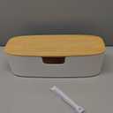 Large Cable Management Box - Cord Organize Box with Bamboo lid for Safe Home & Office, Cord Hider for Power Strip Under Desk, Cover TV Wires, Child & Pet Proof Cord Box, White