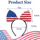 2 x 4th of July Bow Headbands for Women, with American Flag Design for Memorial Day, Patriotic Decorations, Independence Day Party Supplies