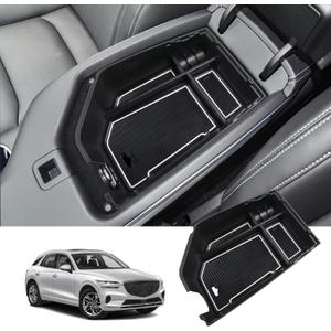 ZCLINKO 2022 2023 2024 2025 Genesis GV70 Center Console Organizer Armrest Storage Box Armrest Organizer Insert Tray Armrest Console Organizer 2024 2025 GV70 Accessories (White)