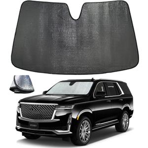 2 x Windshield Sun Shade for Cadillac Escalade 2021-2024, 5-Layer Bubble Foldable Thicken Front Window Sunshade Sun Visor Protection Accessories - Blocks Heat & UV Rays Keep Car Cooler