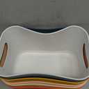 6Pcs Small Storage Bins with Lids, Stackable Plastic Organizer Bin Storage Containers for Organizing, Shelf Baskets for Pantry Cabinet Shelves Desktop Freezer Drawer Organization (6 Color, Small)