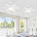 2 Pack 17.9 Inch Socket Fan Light with Remote, Dimmable 3 Colors 6 Speed 1100 Lumens Light Bulb Screw in Ceiling Fan with Lights, Light Socket Ceiling Fan for Bedroom -White