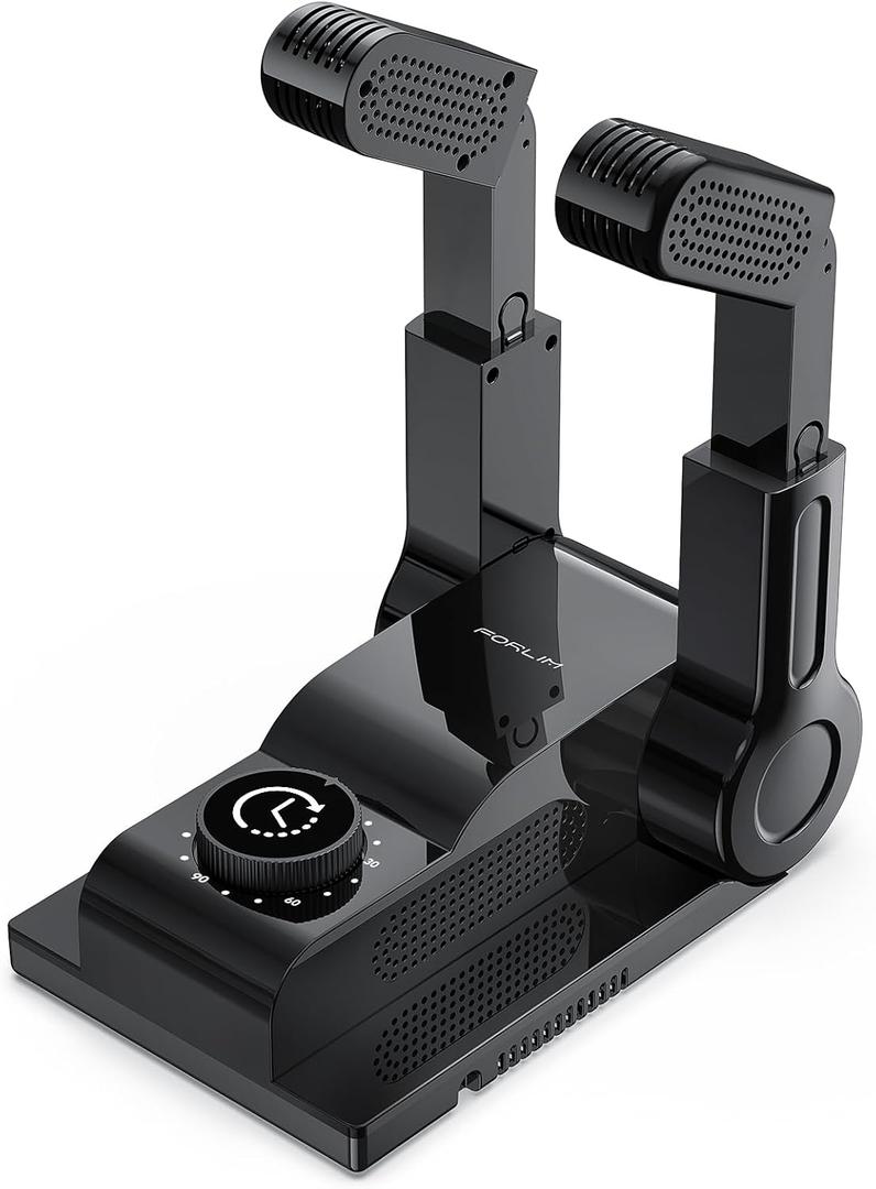 FORLIM Boot Dryer for Work Boots, Shoe Dryer with Heat Blower, Glove Dryer & Boot Warmer - 180 Adjustable Dry Rack - Telescopic Bendable Dry Ports - Intelligent Timer - Black