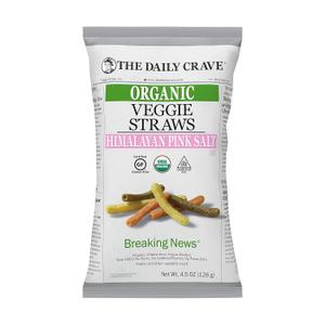 The Daily Crave Organic Veggie Straws, Crunchy Veggie with Himalayan Pink Salt, 4.5 Ounce (Pack Of 8) Gluten-Free, Vegan, Kosher, Crunchy