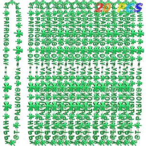 CAMIRUS 20 PCS St. Patrick's Day Shamrock Bead, Metallic Green Happy St. Patricks Day Beads for Kids Dressing-up Accessories, St. Patrick Party Favors Supplies