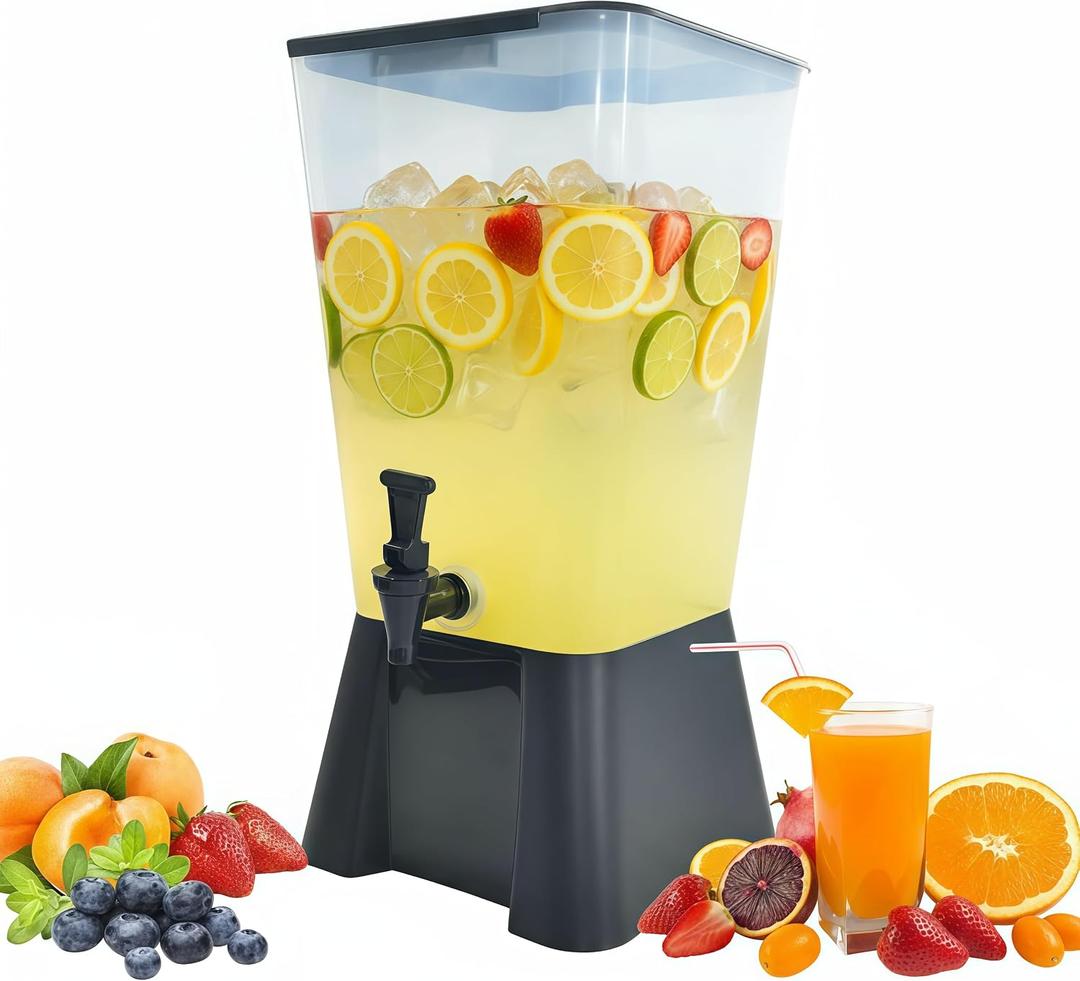 Beverage Dispenser 5 Gallon Drink Dispenser with Spigot, Juice Dispensers for Parties, Black Base