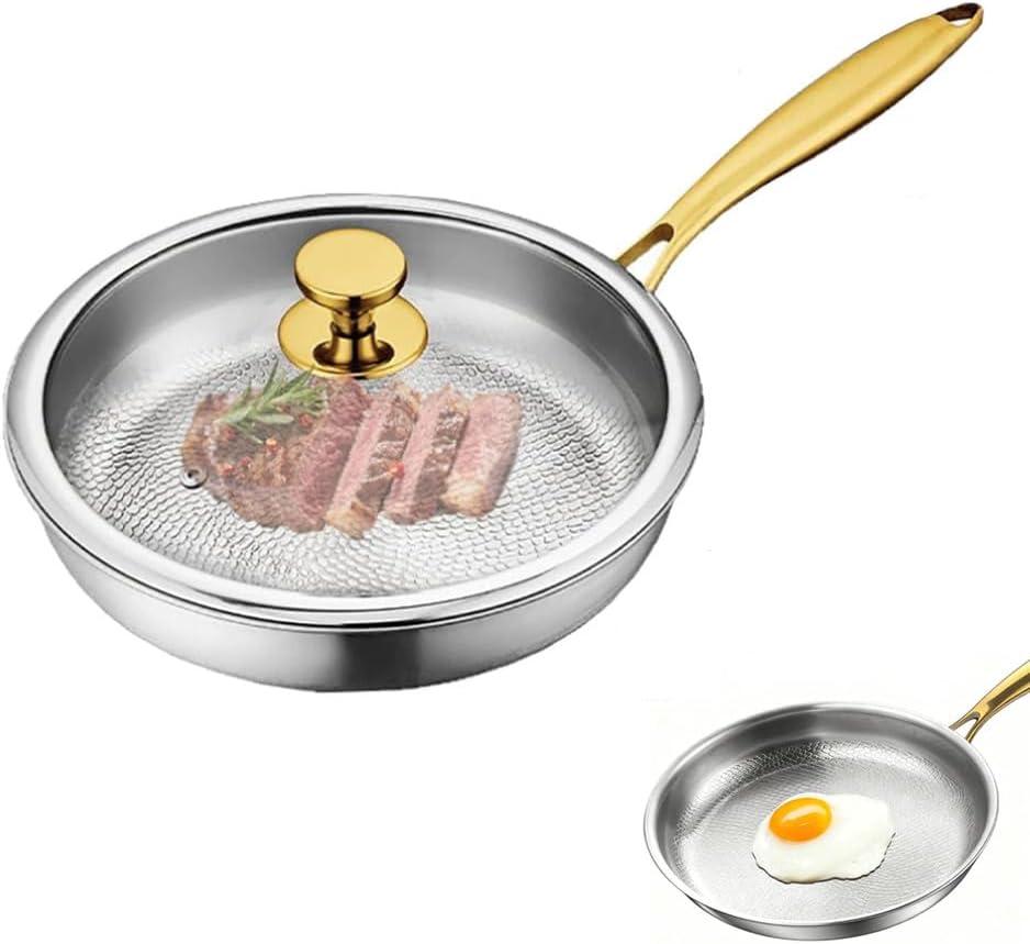 Titanium Hammered Pan Pro, 2026 New Multifunctional Ultra-Durable Scratch-Resistant Non Stick, Even Heating for Cooking with All Cooktops,With lid,10.23in