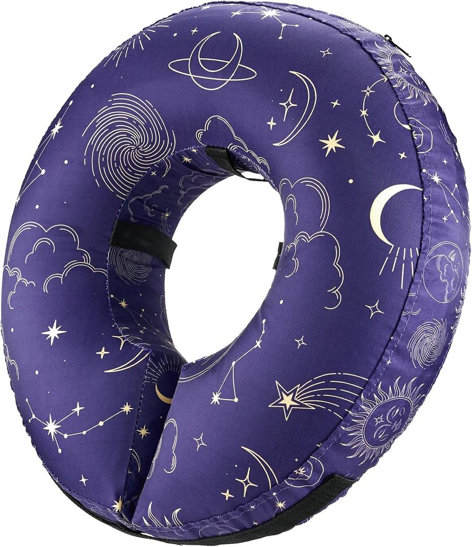 BENCMATE Inflatable Dog Cone Collar Alternative, Soft Dog Cone for Small Medium Large Dogs and Cats, Neck Recovery ECollar Donut Collar After Surgery (Small, Constellation)