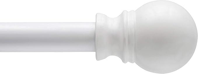 Davenport 1/2" Petite Café Decorative Window Curtain Rod, 28-48", White, Pack of 3
