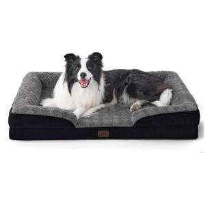 Bedsure Orthopedic Dog Beds Large Sized Dog - Washable Large Dog Cat Bed Waterproof, Comfort Dogs Couch Sofa with Washable Removable Cover, Pet Bed with Nonskid Bottom, Plush-Black, 35"