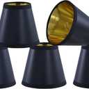 Aspen Creative 51054-5, Hardback Empire Transitional Clip-On Chandelier Shade, Black w/gold inside Washi Paper. 3" Top x 5" Bottom x 4.5" Slant, Set Of 5