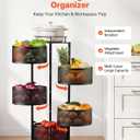 VEVOR Rotating Storage Rack Cart, 5 Tier Fruit and Vegetable Basket Bowls, Heavy Duty Wire Basket Organizer on Wheels, Large Capacity Stand with Metal Top Lid, for Kitchen Bathroom Nursery, Black, 13.4 x 12.4 x 37.2 in