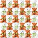 Hungdao 36 Pcs Plush Bears Bulk 10 Inch Bears with Bow Cute White and Light Brown Stuffed Animals Small Soft Plush Toys Gifts for Birthday Graduation Wedding Baby Shower Party Favors