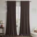 Hokibero Brown Linen Blackout Curtains 84 Inch Length 2 Panels Set for Bedroom Back Tab Neutral Pleated Look Living Room Darkening Curtains Track System Thermal Insulated Black Out Drapes Brown (Coffee), Size: 52"W x 84"L