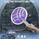 Mosiller Electric Fly Swatter Racket, 4000V Bug Zapper with 1800mah Rechargeable Battery & Dual Modes, 2 in 1 Purple Mosquito Light Killer with 3-Layer Safety Mesh for Indoor Home Patio Camp(1 Pack) Gray