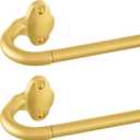 Gold Wrap Around Curtain Rods 2 Pack:Small Blackout Adjustable Window Curtain Rod for Bedroom Kitchen Apartment Renter Friendly,Room Darkening Curved Drapery Rods Easy Install,Brass Gold 28-48"
