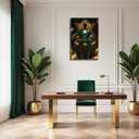 BJYCHG Black Man Wall Art Black King Wall Decor African King Pictures Afro Crown Canvas Prints Green Gold Paintings for Man Bedroom Living Room Office Frame (20L x 16W)