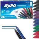 EXPO Wet Erase Markers, Semi-Permanent, Fine and Ultra-Fine Tips, 36 Count - For Writing on Glass, Whiteboards, Mirrors, Calendar, Labeling, Organizing
