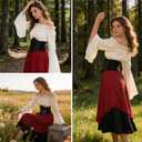 Renaissance Costume Women Medieval Victorian Fancy Dresses Halloween Pirate Cosplay (M)