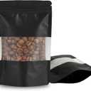 100 Pieces Resealable Mylar Bags, Stand Up Smell Proof Bags with Matte Window, Zipper Lock Foil Pouch Packaging (Black, 3.5 X 5.1 Inch)