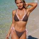 ZAFUL Halter String Bikini High Cut Two Piece Swimsuit for Women Polka Dot Bikinis Sexy Bathing Suit 2026 (XL)