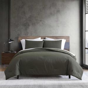Kenneth Cole - King Comforter Set, Soft Embossed Bedding with Matching Shams, Modern Home Decor, Oeko-Tex Certified (Houndstooth Green, King)