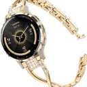 Watch Bands Compatible with Garmin Venu 3S/Venu 4 41mm/ Venu 2S/Vivoactive 4S/Vivomove 3S, 18mm Bling Diamond Alloy Bracelet Strap Jewelry Wristband for Women