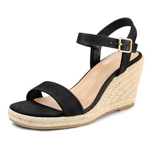 mysoft Women's Platform Espadrille Wedge Sandals Square Open Toe Ankle Strap Buckle Casual Summer Dressy Sandals size:8