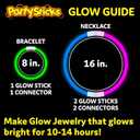 PartySticks Ultra Bright Glow Sticks Bulk Party Supplies 400 Pack - 8" Glow in the Dark Light Up Halloween Party Favors, Glow Decorations, Neon Party Necklaces and Bracelets with Connectors
