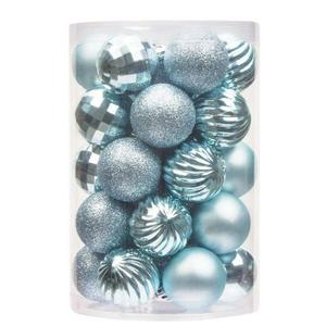 24 Pcs Baby Blue Christmas Tree Ornaments Set, 2.36" Shatterproof Christmas Balls, Xmas Hanging Ornaments Decorations for Tree Wreath Garland Holiday Wedding Indoor Party Decor, Missing Pieces