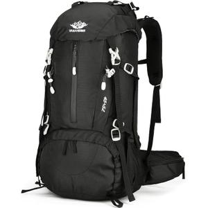 Esup 50L Hiking Backpack Men Camping Backpack with rain cover 45l+5l Lightweight Backpacking Backpack Travel Backpack (Deep Black)
