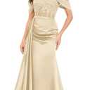 Off The Shoulder Prom Dresses for Women Lace Applique Bridesmaid Dress A-Line Formal Evening Party Gown Slit (16 Plus)