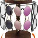 NOWHYX 360° Rotating Sunglass Organizer, Multiple Eyewear Display Rack for Women & Men, Eyeglass Holder Stand with Wood Tray for Jewelry, Watches & Keys, Holds 1216 Glasses(COLOR:Brown)